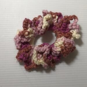 NWT Pink Cream Handmade Crocheted Hair Scrunchie